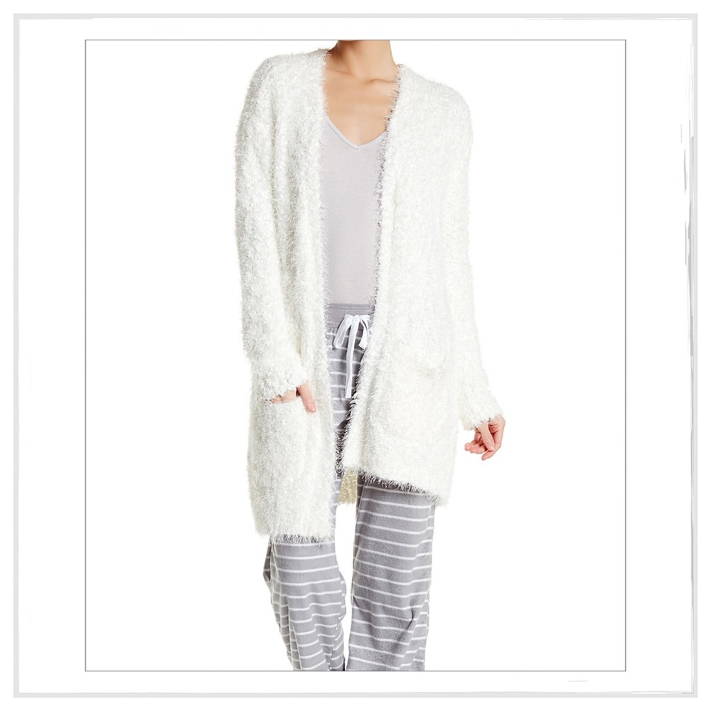 Fuzzy Eyelash Knit Boyfriend Slouch Cardigan